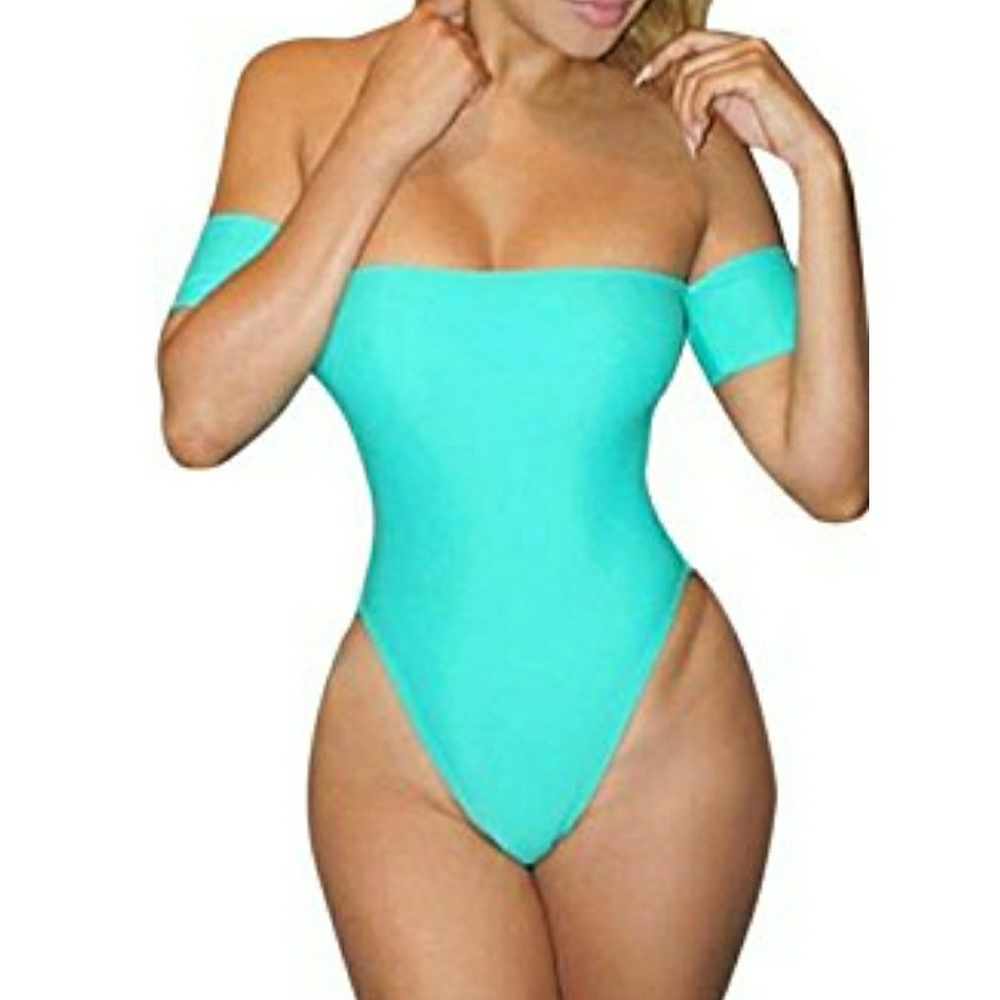 Sexy Off The Shoulder Bodysuit in Turquoise